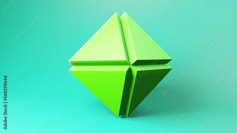 Rotating rhombus 3d form made of separate triangle plates. Techno 3d geometric video animation background. Looping 3D motion graphics. Color backdrop with geometric design element Rotating rhombus 3d form made of separate triangle plates. Techno 3d geometric video animation background. Looping 3D motion graphics. Color backdrop with geometric design element