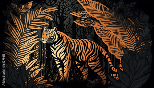 tiger in the jungle  digital illustration