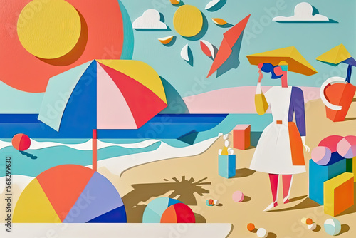 illustration of a beach, generative ai illustration