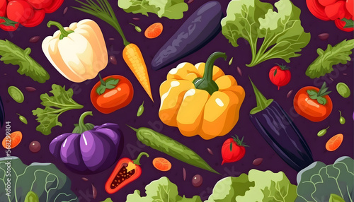vegetables and vegetables texture wallpaper pattern, digital illustration