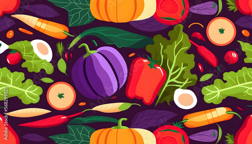 vegetables and vegetables texture wallpaper pattern, digital illustration