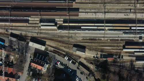 4K aerial video of the main railway station in Zagreb, Croatia