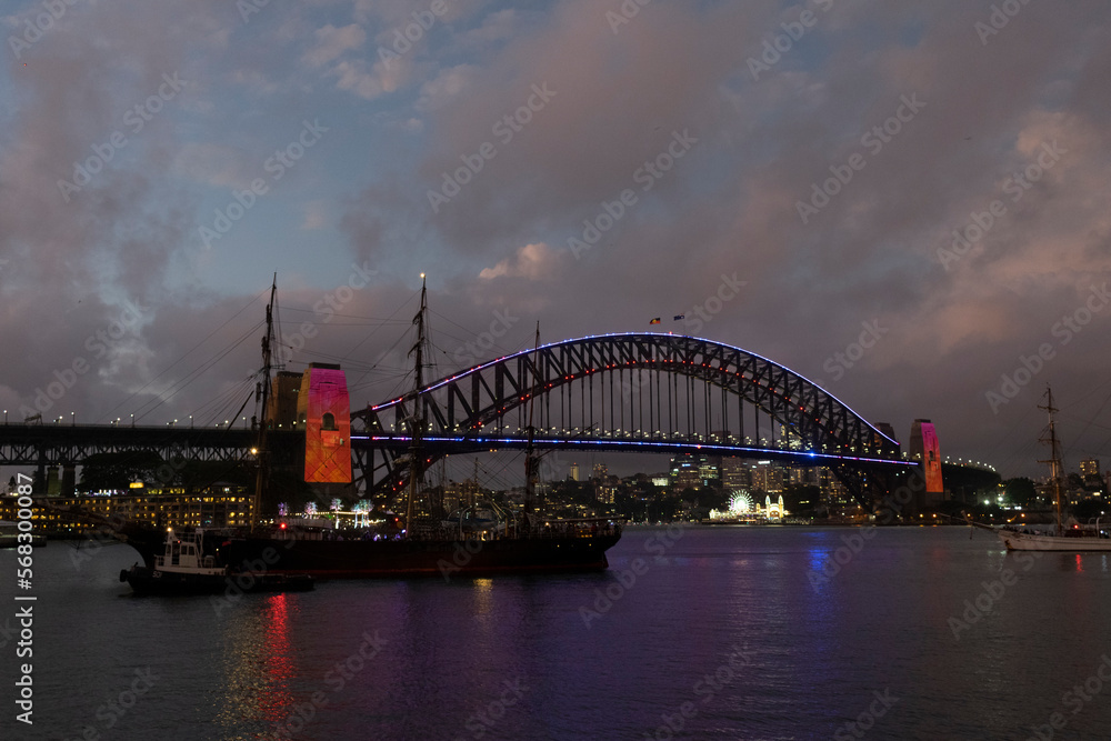 harbour bridge at night in new year
