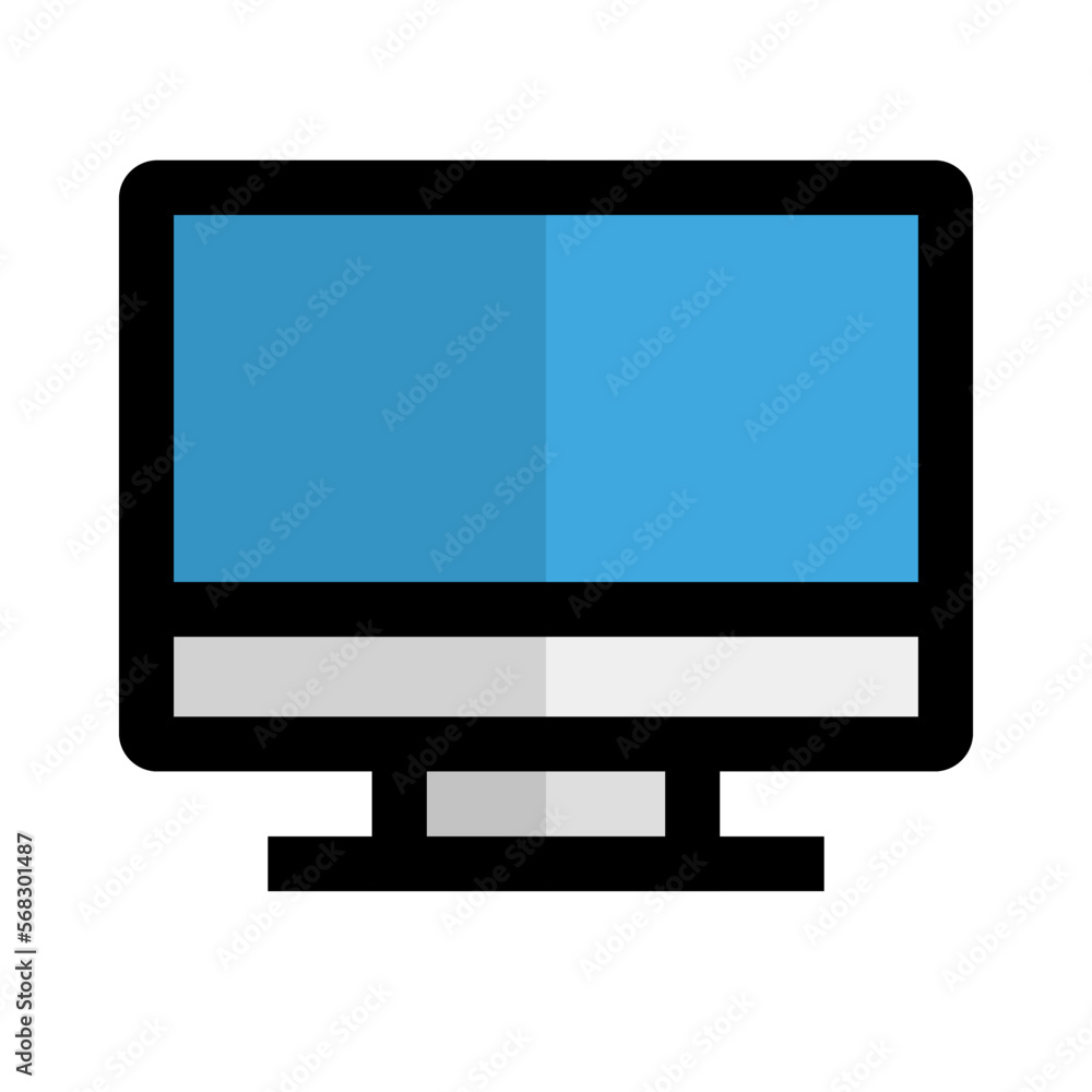 Flat design desktop PC icon. Vector. Flat design desktop PC icon. Vector.