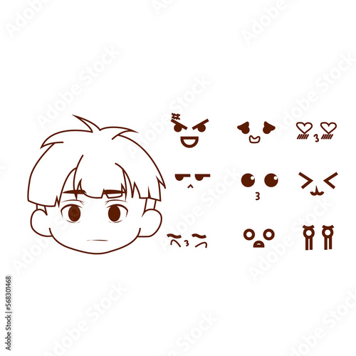 vector premium l cute character of different faces and expressions.