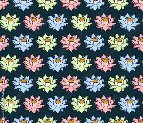 The seamless background with stylized lotus.