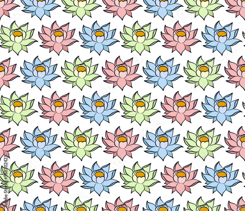 The seamless background with stylized lotus.