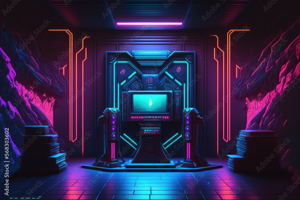 Premium Photo  3d illustration renderinggaming gamer background abstract  wallpapercyberpunk style metaverse scifi game neon glow of stage scene  pedestal room