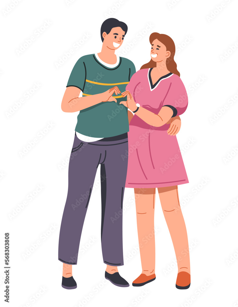 Couple on date smiling and forming heart with hand Couple on date smiling and forming heart with hand