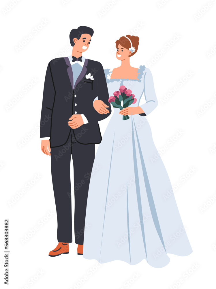 Couple starting family life, wedding day ceremony