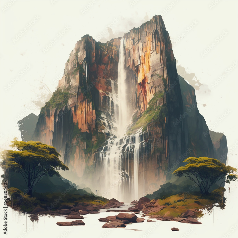 Minimalist representation of a Waterfall