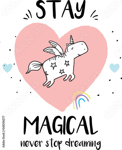 unicorn illustration print kids 