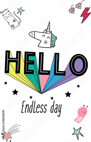 unicorn illustration print kids 