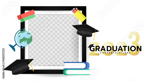 Frame Graduation Template for graduation with copy space, Congratulations Graduates Class 2023. Template for graduation design ,Vector illustration EPS 10