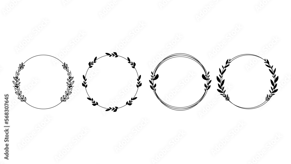 Set floral frames, borders, wreaths Trendy Line drawing, line art style ,Hand drawn design elements , Flat Modern design isolated on white background ,Vector illustration EPS 10 Set floral frames, borders, wreaths Trendy Line drawing, line art style ,Hand drawn design elements , Flat Modern design isolated on white background ,Vector illustration EPS 10