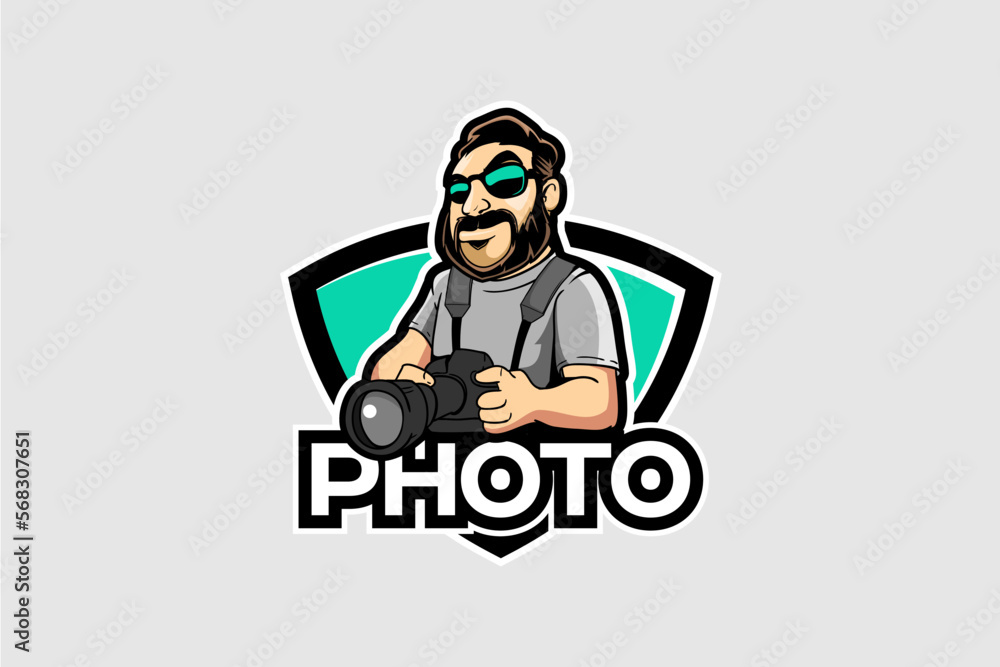 Photographer cartoon character vector logo Photographer cartoon character vector logo