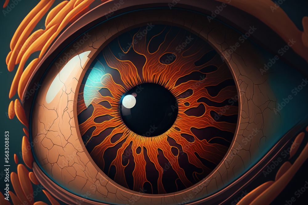 an extremely detailed macro of an eye. Generative AI