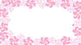 水彩の桜の花の華やかなフレーム　横長