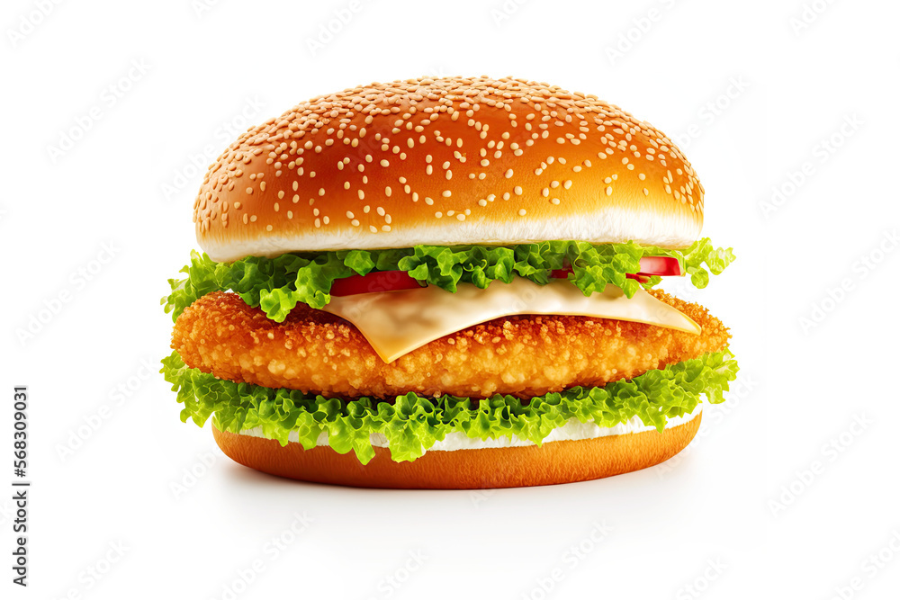 Chicken Burger Isolated on White Background Chicken Burger Isolated on White Background