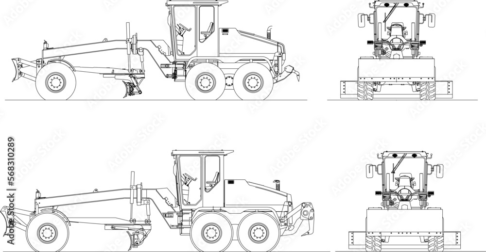 Vector illustration sketch of heavy equipment vehicle design for agriculture