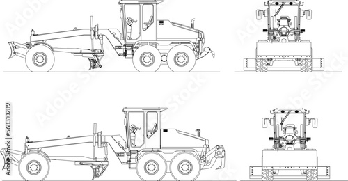 Fototapeta Naklejka Na Ścianę i Meble -  Vector illustration sketch of heavy equipment vehicle design for agriculture