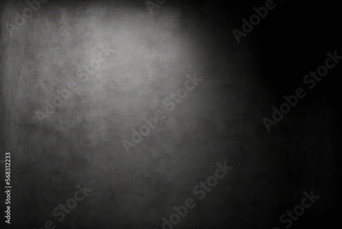 Concrete background or texture painted in a dark gray with shadow and grain details. Image with room for text that is high contrast and resolution. Design template. Generative AI