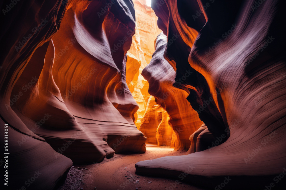 Arizona, USA's stunning Antelope Canyon. Generative AI - obrazy, fototapety, plakaty 