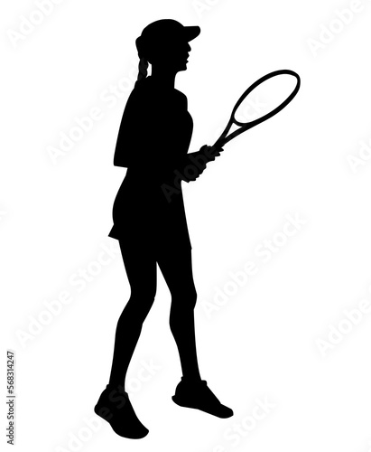 Female tennis player silhouette vector illustration art png