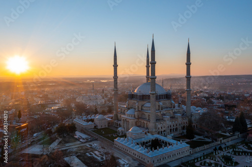 Selimiye Mosque exterior view in Edirne City of Turkey. Edirne was capital of Ottoman Empire. photo