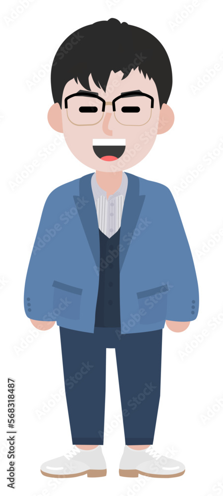 Young man cartoon in a blue jacket