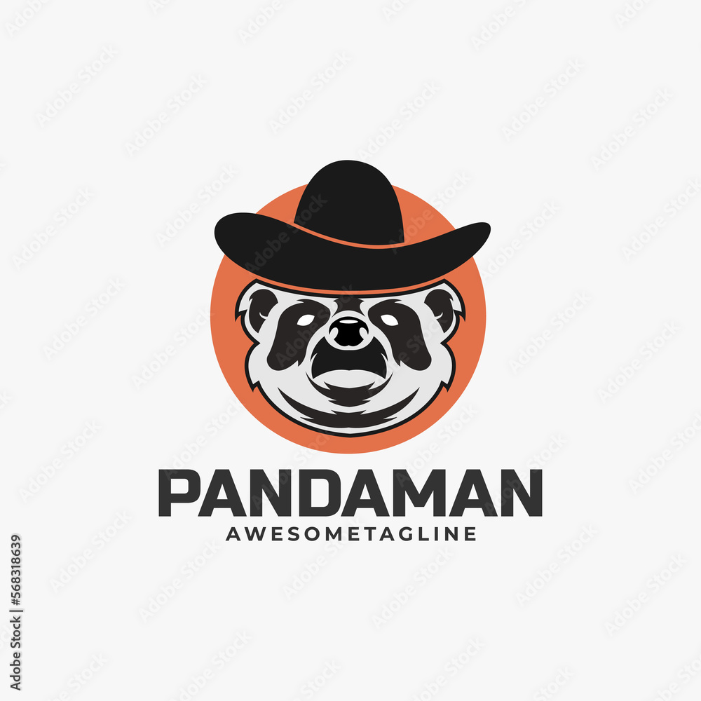 Panda man illustration logo design