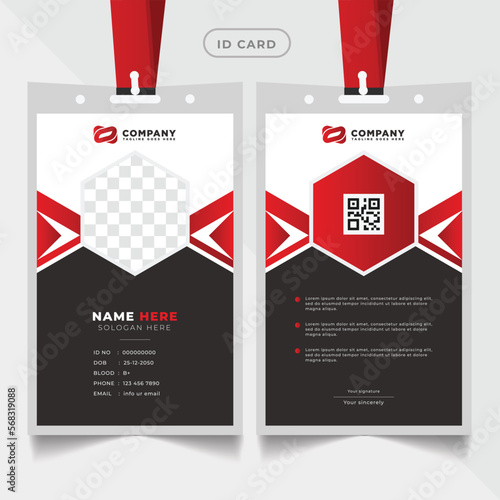 Corporate Id card design with Modern Identity Card Template. Id card with lanyard set isolated vector illustration