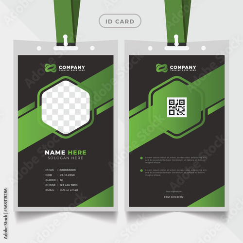 Corporate Id card design with Modern Identity Card Template. Id card with lanyard set isolated vector illustration