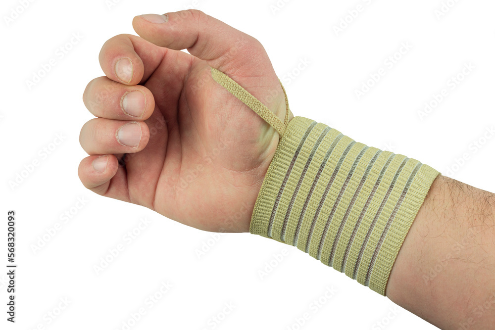 Fototapeta premium wrist bandage, arm fixation during stretching, extension or injury
