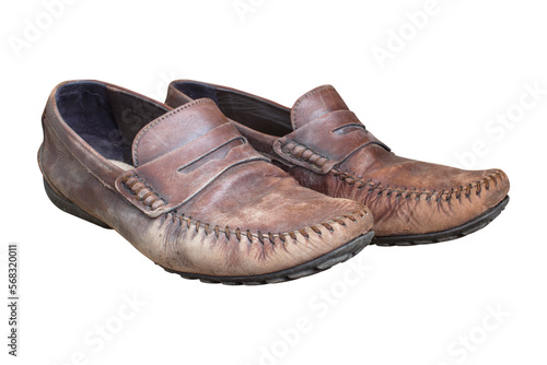 old worn shoes isolated from background