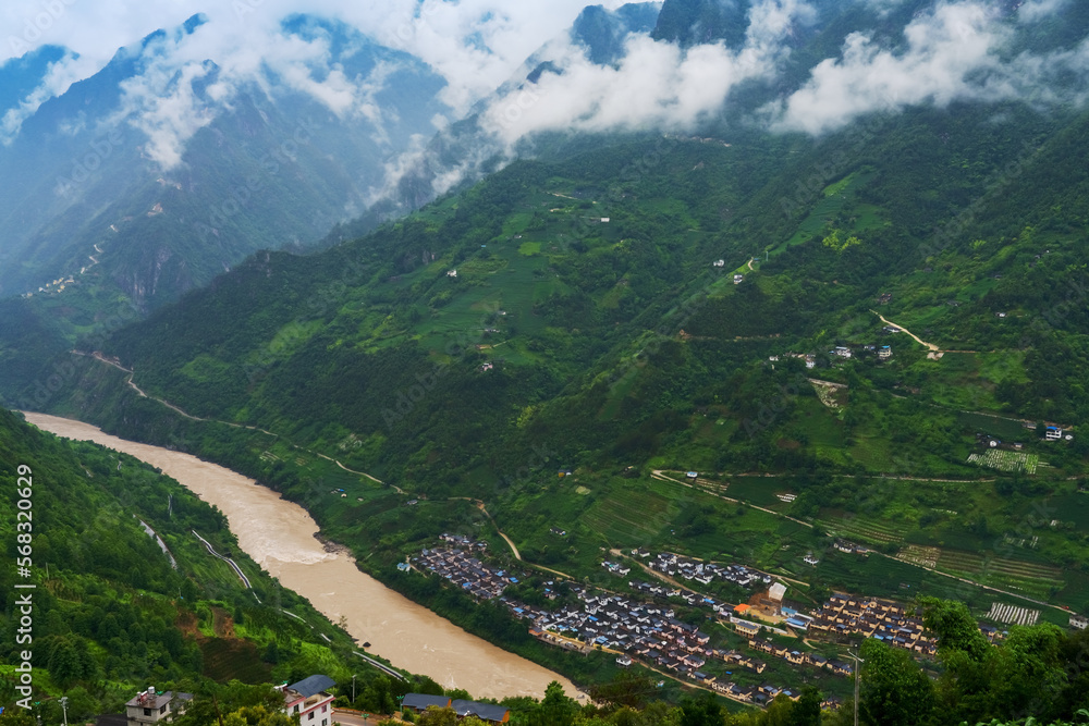Ancient villages, rivers and natural beauty in plateau and mountainous areas of Yunnan Province, China