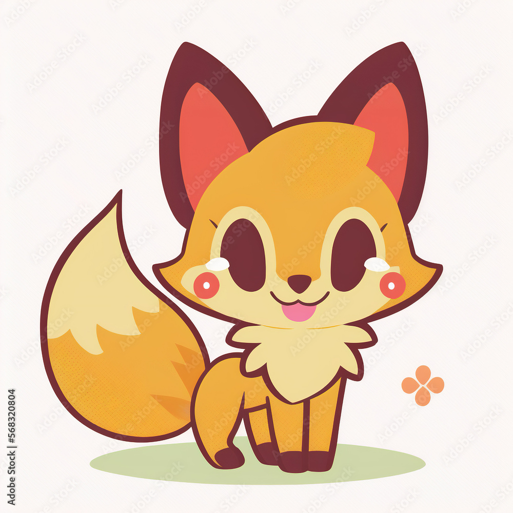 Fototapeta premium Cute fox in manga style - generated by Generative AI 