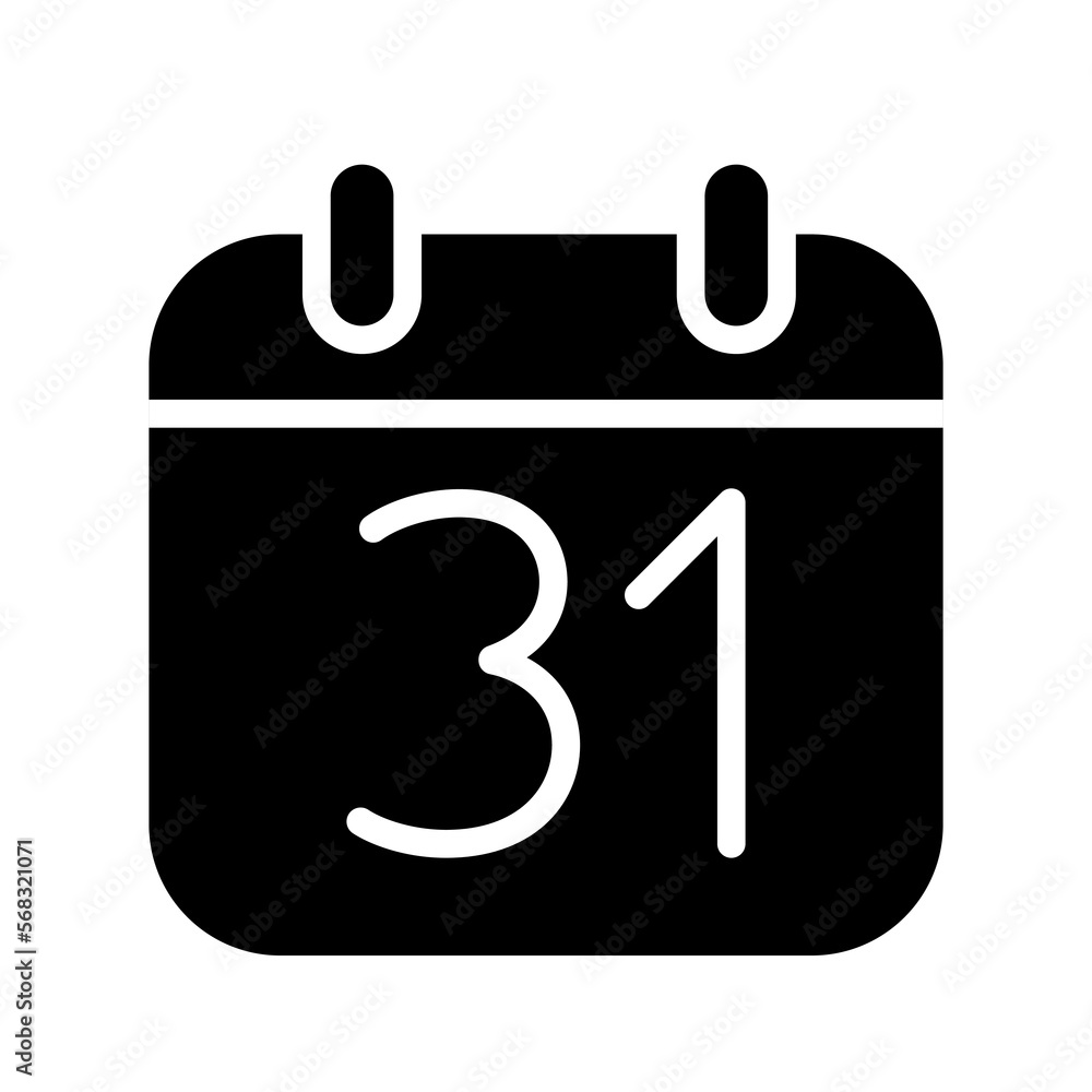 Silhouette calendar 31 dates isolated vector illustration Silhouette calendar 31 dates isolated vector illustration