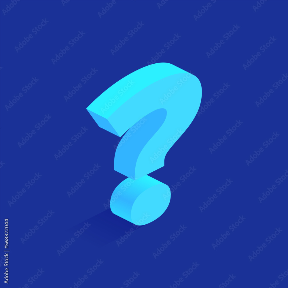 Blue question mark icon in isometric view. Symbol of problem solving ...