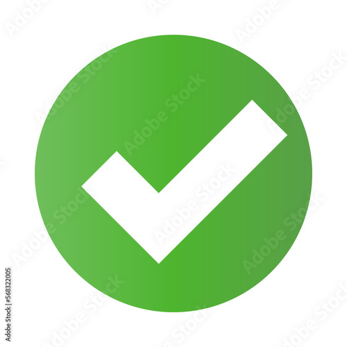 Green gradient checkbox icon. Authentication or approval. Vector.