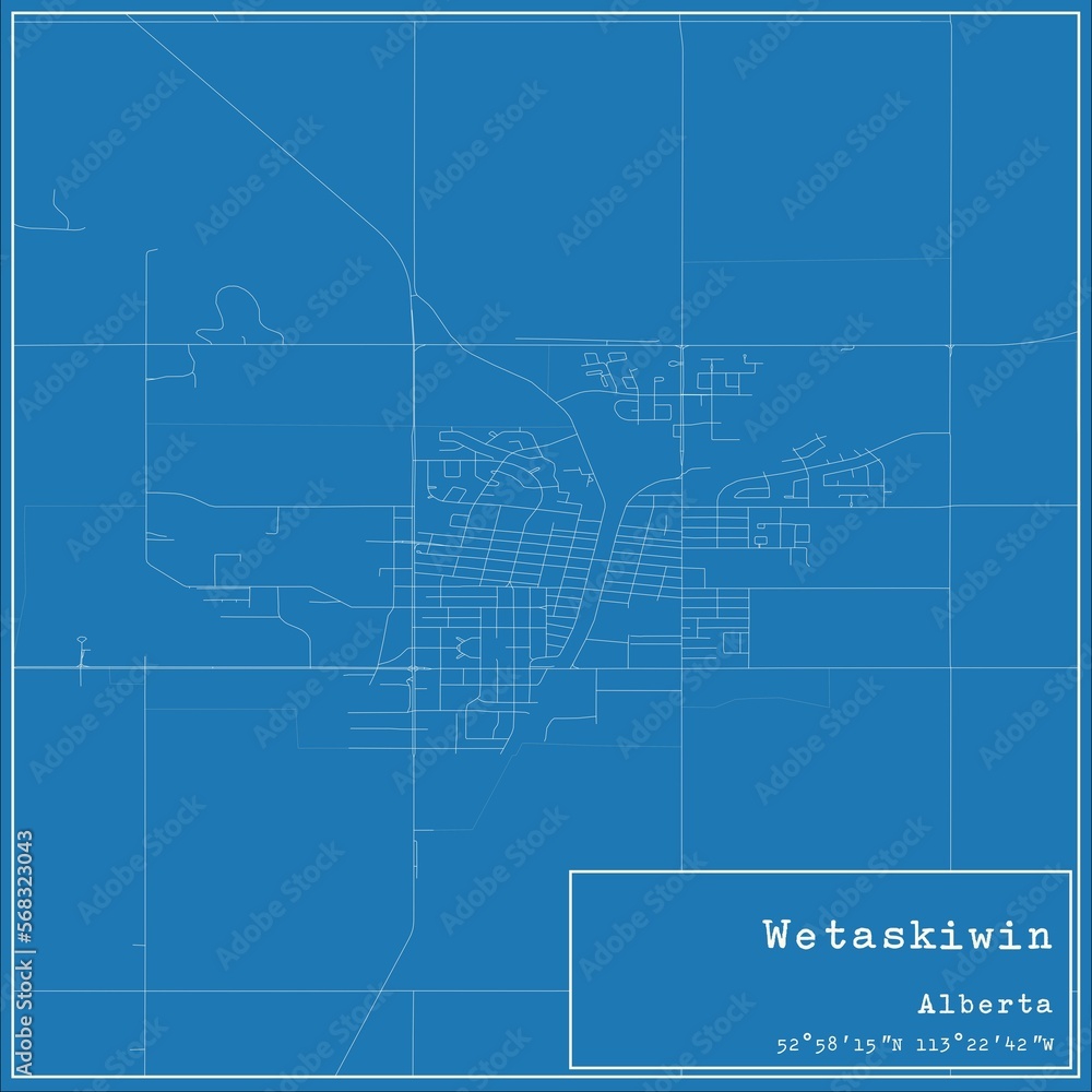 Blueprint Canadian city map of Wetaskiwin, Alberta. Blueprint Canadian city map of Wetaskiwin, Alberta.