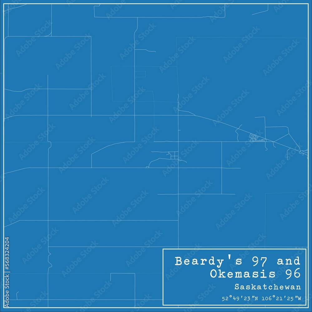 Blueprint Canadian city map of Beardy's 97 and Okemasis 96, Saskatchewan. Blueprint Canadian city map of Beardy's 97 and Okemasis 96, Saskatchewan.