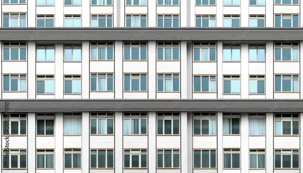 The facade of a modern office or apartment building features windows and balconies. generative ai The facade of a modern office or apartment building features windows and balconies. generative ai