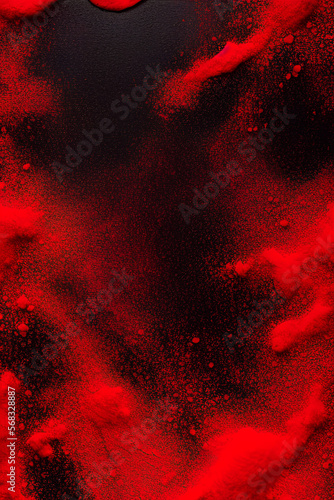Obraz na płótnie Splash of red powder on black marble background with a grunge texture. Generative AI w salonie