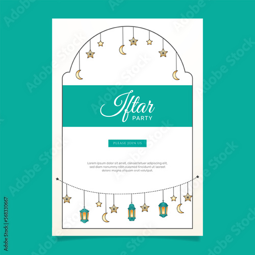 flat iftar invitation template. - Vector.