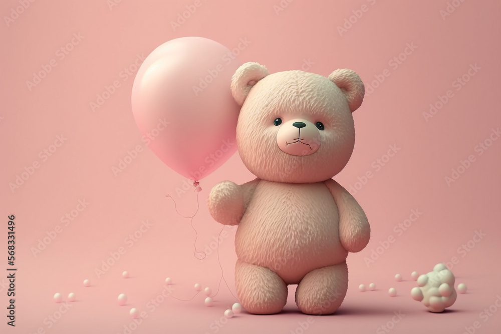 teddy bear with a balloon, generative ai teddy bear with a balloon, generative ai
