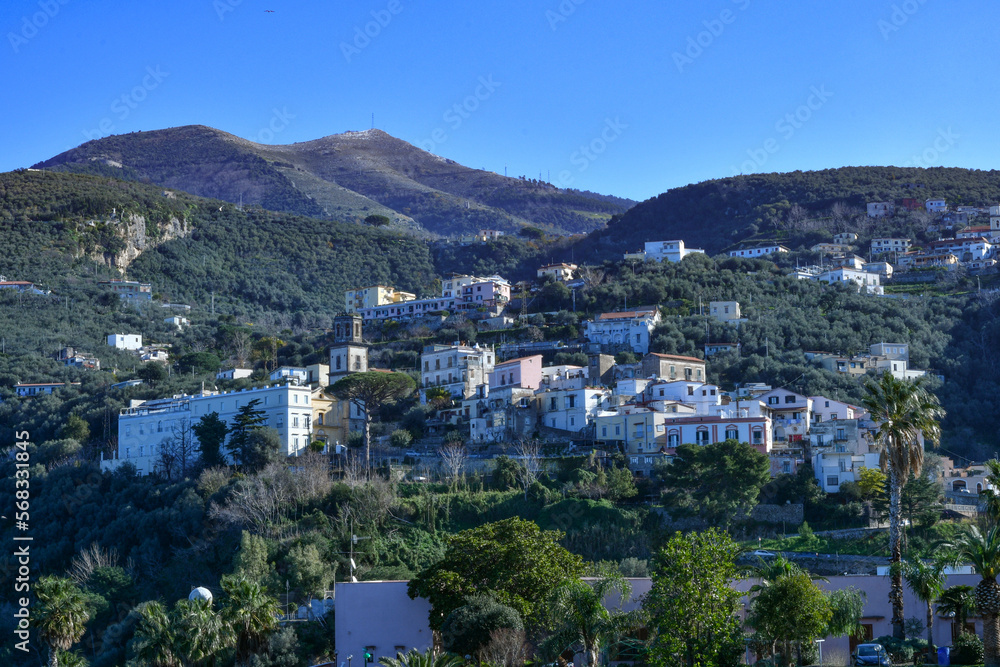 View of Vico Equense, a coastal village in the province of Naples, Italy.