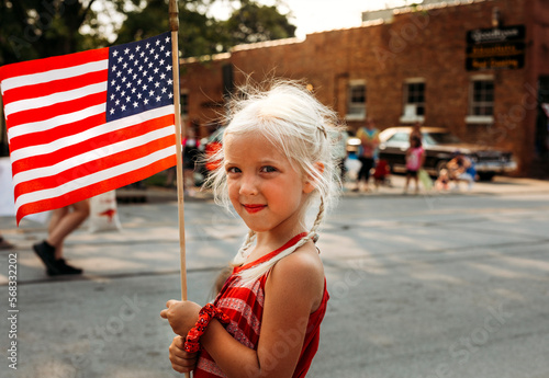 Young girl at forth of July Parade in northern Indiana photo