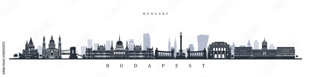 Budapest city skyline historical landmarks. Hungarian culture travel and tourism.