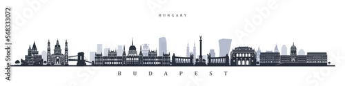 Budapest city skyline historical landmarks. Hungarian culture travel and tourism.